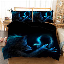 Jogo de cama animal wolf 3d, roupas de cama tamanho king/queen azul phantom capa de edredom e fronhas 2024 - compre barato