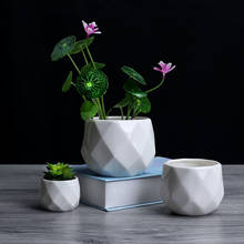 Creative Ceramic White Geometric Flowerpot Simple Succulent Plant Container Green Planters Small Bonsai Pots Home Decoration 2024 - buy cheap