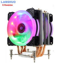 3-4-контактный RGB светодиодный кулер для процессора 6-тепловая труба 12 в 9 см двойной вентилятор охлаждения радиатора для LGA 2011 X79 X99 X299 2024 - купить недорого