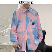 KAPMENTS Men Streetwear Tie Dye Shirts 2022 Casual Mens Japan Style Kpop Shirt Male Korean Hip Hop Harajuku Clothing Long Sleeve 2024 - buy cheap