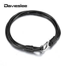 New Black Leather Bracelet Simple Casual Braided  Multi-strands  Wristband for Men Women With Stainless Steel Clasp DDLB183 2024 - buy cheap