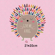 New Style Animal Sticker Squirrel Hedgehog Give Me A Hug Letter Heat Transfer Vinyl PVC Printed Appliques For Clothing Decor 2024 - buy cheap