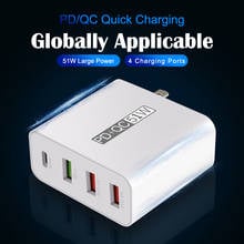 51W Multi Charger 18W PD Fast Charging For iPhone Samsung Dual USB Charger 4 Ports 18W QC3.0 Quick Charge USB Power Adapter 2024 - buy cheap