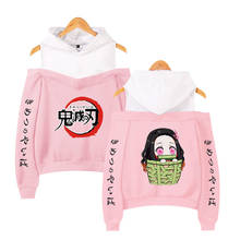 Demon Slayer-Sudadera con capucha de Kimetsu no Yaiba para mujer, con hombros descubiertos ropa sexy, disfraz de Nezuko Kamado 2024 - compra barato