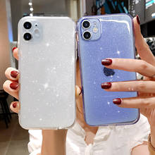 Capa de celular luxuosa transparente, silicone com glitter, para iphone 11 pro max, 12, mini xs, x, xr, 7, 8 plus, se 2020, 6s, à prova de choque 2024 - compre barato