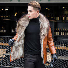 Winter Genuine Leather Jacket Real Raccoon Fur Liner Sheepskin Coat for Men Warm Parka Chaqueta MG-40-15038 KJ1329 2024 - buy cheap