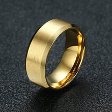 Свадебные кольца Mostyle золотого цвета для мужчин 8 мм матовые готовые из нержавеющей стали anillo masculino Promise Love Anniversary Gifts 2024 - купить недорого