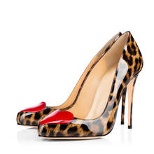 Ladies Leopard Patent Leather Red Heart Pump Stiletto Heel Party High Heels Woman Wedding Thin Heels Shoes 2024 - buy cheap