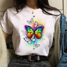 Женская футболка с принтом бабочки, летняя футболка с графическим принтом, футболка в стиле Харадзюку, женская футболка с круглым вырезом и коротким рукавом 2024 - купить недорого
