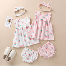 Newborn Baby Girls Clothes Sleeveless Dress+Briefs+Bow Headband 3PCS Outfits Striped Printed Clothing Sets Sunsuit 0-24M 2024 - buy cheap