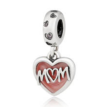 Authentic S925 Silver Bead DIY Jewelry Heart Mom Mum Charm fit Lady Bracelet Bangle 2024 - buy cheap