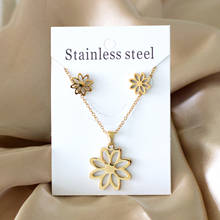 LUXUKISSKIDS New gold color stainless steel Luxurious Fashion flower jewelry Set jewelry sets wholesale jewelry steel 2024 - buy cheap