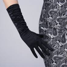 Guantes largos de satén para mujer, Color sólido, para desfile, boda, banquete, boda, Color negro, ST012 2024 - compra barato