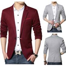Blazer luxuoso masculino moderno, jaqueta slim de lã com um botão, manga comprida, negócios, casual 2024 - compre barato