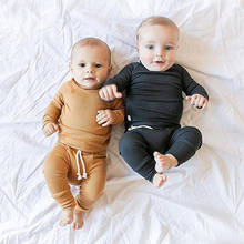 Детская одежда для сна 0-24 месяцев, однотонная цветная Пижама для новорожденных мальчиков и девочек, хлопковое ночное белье, повседневная одежда, домашняя одежда 2024 - купить недорого