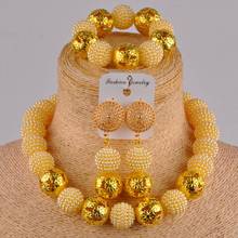 Traditional Holiday Banquet Champagne Imitation Pearl Necklace African Wedding Jewelry Nigerian Bride Wedding Jewelry Set AZ-92 2024 - buy cheap