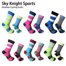 Sky Knight High Quality Sports Outdoor Cycling Socks Left And Right Feet Wave Point Striped Bikes Socks For Men Women 2024 - buy cheap