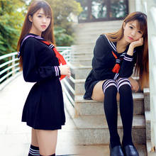 Japanese sailor suit Anime costume Girls High school student uniform ,Long-sleeve JK uniform sexy clothing navy color 2024 - buy cheap