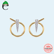 S925  Round Stud Earring  100% 925 Sterling Silver Jewelry CZ Stone Punk Spike Earrings for Women Drop Shipping DS1571 2024 - buy cheap