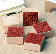 Square Patterns Vintage Basic Wood DIY Rubber Wooden Stamps for Scrapbooking Stationery Standard Stamp Kids Gift 2024 - buy cheap