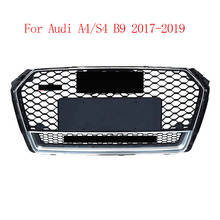 For RS4 Style Front Sport Hex Mesh Honeycomb Hood Grill Chrome Gloss Black For Audi A4/S4 B9 2017-2019 For Quattro Style 2024 - buy cheap