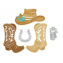 Botas de cowboy e chapéu, estêncil de metal para scrapbooking, álbum, papel, diy, presente, cartões, decoração, molde em relevo 2024 - compre barato