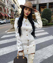 Women Winter Fashion Sexy Long Sleeve Button White Fashion Dress 2020 Designer High Street Evening Party Dress Vestido 2024 - buy cheap