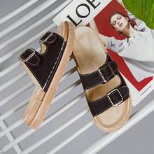 Women's Sandals 2020 Summer New Soft-soled Comfortable Women's Slippers Flat-bottomed Belt Belt Buckle Beach Shoes Hot Sale 2024 - buy cheap