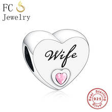 FC Jewelry Fit Original Brand Charm Bracelet 925 Sterling Silver Wife Pink Zircon Stone Love Heart Bead For Making Berloque 2024 - buy cheap