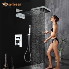 senlesen Shower Set Chrome Waterfall Square Rain Shower Faucet Valve Mixer Tap W/ Hand Shower Sprayer 2024 - buy cheap