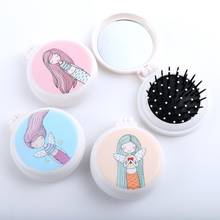 New Style Hairdressing Comb Folding Air Bag Massage Belt Mirror Folding Comb Mermaid Colour Printing Mini Portable Comb 2024 - buy cheap