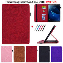 Для Samsung Galaxy Tab A 10,5 ''SM-T590 SM-T595 T590 T595 чехол с цветком 3D Тиснение PU кожаный чехол для Samsung Tab A2 10,5 2024 - купить недорого