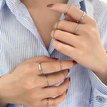 10 pçs/set moda punk minimalista redondo anel de torção conjunto para as mulheres bohemia metal vintage dedo fino anéis jóias 2024 - compre barato
