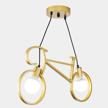 Подвесной светильник в стиле ретро, железный креативный велосипедный светильник черного/белого/золотого цвета для спальни, гостиной, бара, ресторана, подвесные лампы 2024 - купить недорого