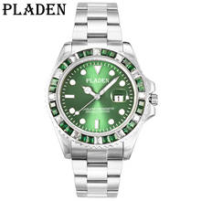 PLADEN Business Watches for Men Green Top Brand Luxury Stainless Steel Wrist Watch Man Casual Fashion Waterproof Dive AAA Clock 2024 - buy cheap