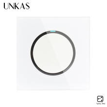 UNKAS 2019 New Arrival LED Indicator Crystal Glass Panel1 Gang 2 Way Random Click On / Off Wall Light Switch 2024 - buy cheap