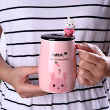 Nordic creative trend cute ceramic cup female student Korean version mug cup water home breakfast coffee cup with lid spoon 2024 - buy cheap