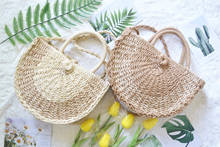 Summer Handmade Bags for Women Beach Weaving Ladies Straw Bag Wrapped Beach Bag Moon shaped Top Handle Handbags Totes 2024 - buy cheap