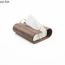 Caja de pañuelos redonda plana de madera sólida de latón, organizador de papel de bombeo creativo de estilo nórdico japonés para dormitorio, Hotel, cama y desayuno 2024 - compra barato