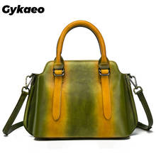Gykaeo New 2022 Vintage Genuine Leather Women's Tote Bags Ladies Retro Mixed Colors Shoulder Bags for Women Cowhide Handbag Tote 2024 - buy cheap
