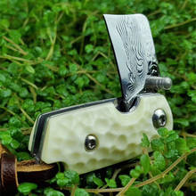 Handmade Folding Knife Damascus Steel Blade Ox Bone Handle Camping Hunting Knife Tactical Fruit Pocket Mini Knives EDC Survival 2024 - buy cheap
