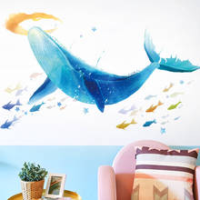 Креативные большие Подводные рыбы, Кит, настенные наклейки для детской комнаты, дивана, прикроватной тумбы, искусство, наклейки на стену, плакаты 2024 - купить недорого