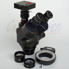 FYSCOPE-microscopio estéreo con Zoom Trinocular simul-focal, 38MP, HDMI, 60fps, nuevo, negro, 3,5x-90X, CABEZA + 144LED 2024 - compra barato