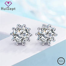 HuiSept Trendy Silver 925 Earrings for Women Crown Shape Inlaid AAA Zircon Gemstone Stud Earrings Jewelry Wedding Gift Wholesale 2024 - buy cheap