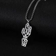 Skyrim Stainless Steel Cutout Cactus Pendant Necklace Simple Statement Long Box Chain Necklaces Jewelry Gift for Women Men 2024 - buy cheap