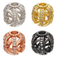 ZHUKOU 12x13mm hollow round speacer beads for women DIY bracelet necklace earrings jewelry accessories making model: VZ224 2024 - купить недорого