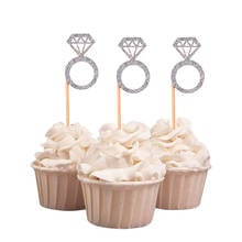 10 Uds. De adornos brillantes para cupcakes de boda, anillos de diamantes, selecciones para Tartas, decoración para Tartas, bodas, fiestas de cumpleaños 2024 - compra barato