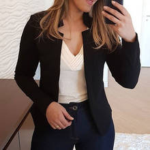 Women Blazer Thin Long Sleeve Blazer Solid Color Office Lady Suit Coat AIC88 2024 - buy cheap