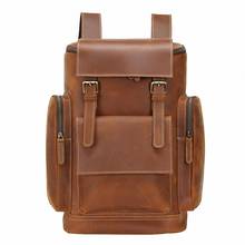 Retro Genuine Leather Men's Backpack Large Capacity Laptop Bag School Backpack Male Shoulder Bags Brown Leather Travel Backpacks 2024 - buy cheap