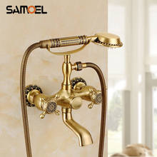 Luxury European Exquisite Antique Bronze Bathroom Shower Faucet Set Wall Mount Bathtub Mixer Tap SF1056 2024 - buy cheap